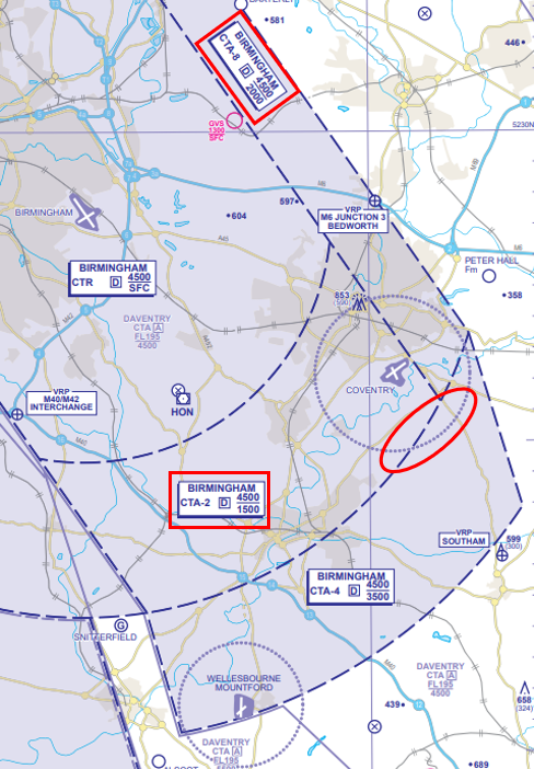 Figure 1: Aircraft is seen to track east to west at the boundary with CTA-4.