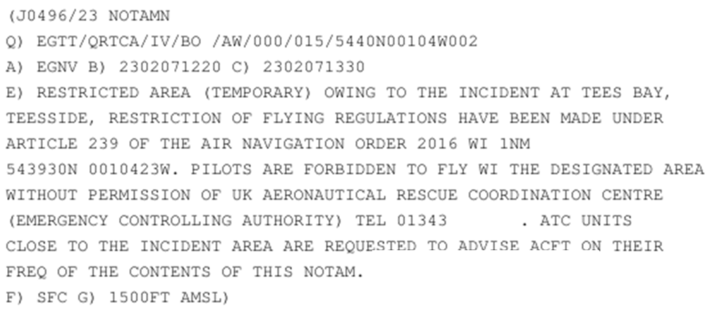 Figure 9: J Series NOTAM